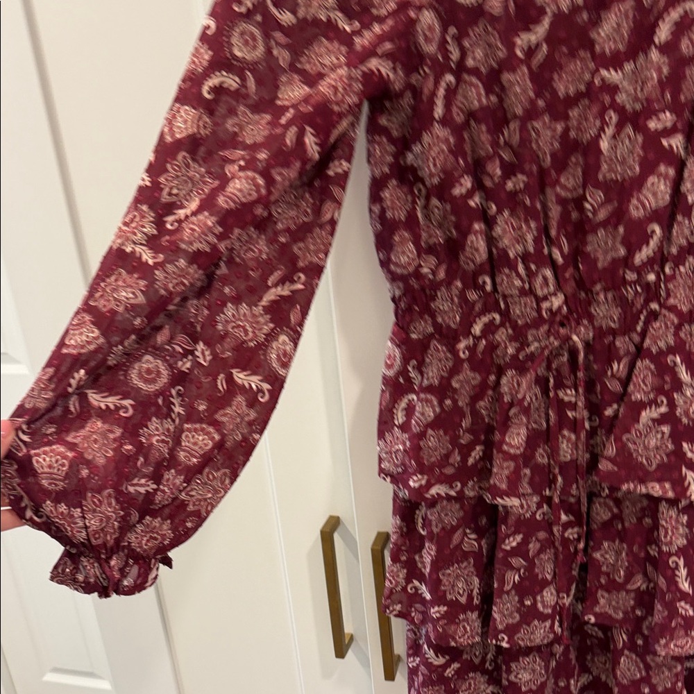 Floral Burgundy Women's Top - Picture 3 of 5
